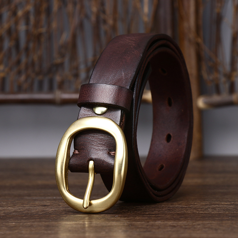 Dark brown women's fashion leather belt