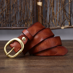 Red brown women's fashion leather belt buckle