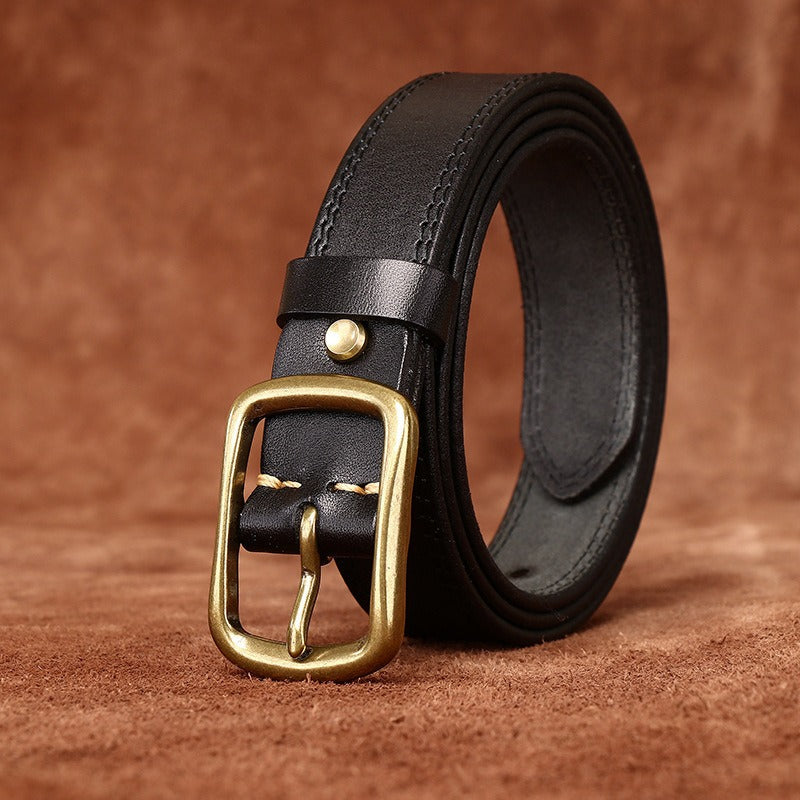 Black women's belt, coiled view