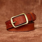 Brown women's belt, brass buckle