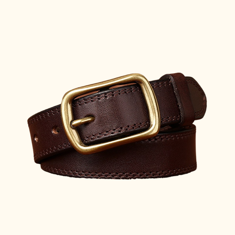 Dark brown women's stitched belt