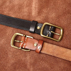 Dark brown women's belt, stitching detail