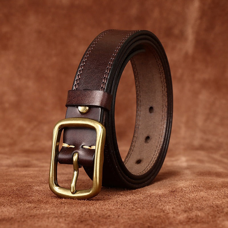 Dark brown women's belt, flat lay