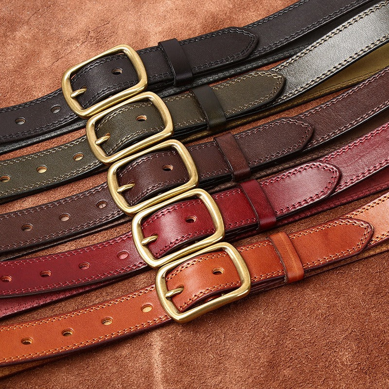 Dark brown women's belt, coiled view