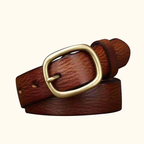 Brown women's minimalist leather belt — main