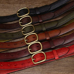 Brown women's minimalist leather belt — detail 3