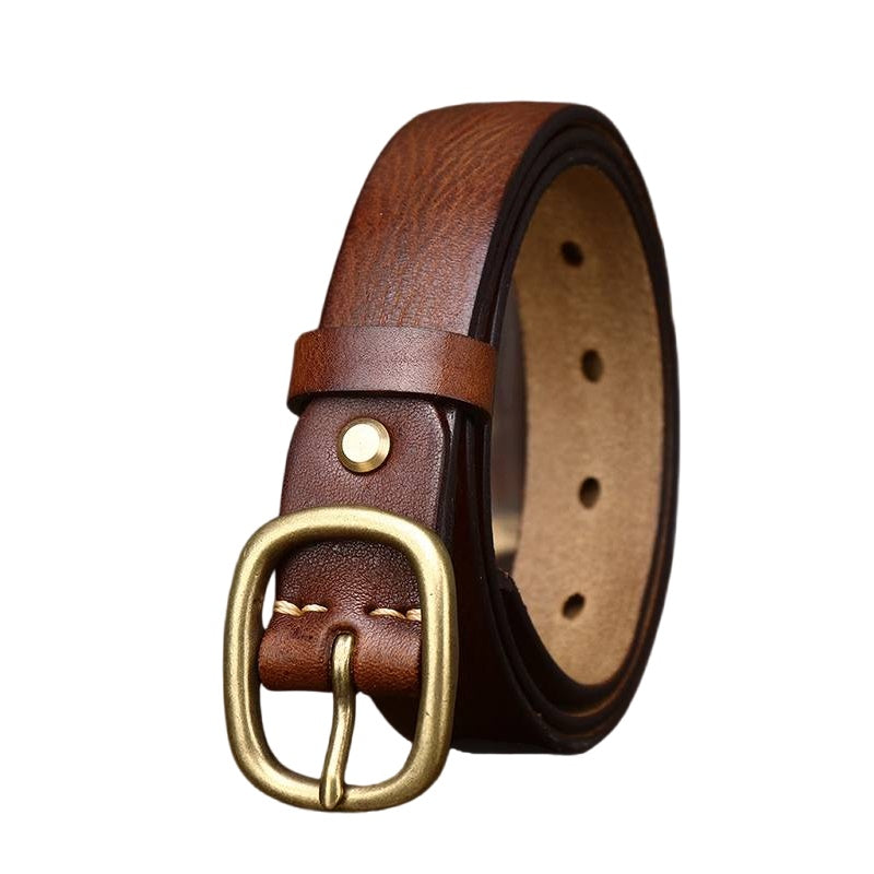 Brown women's minimalist leather belt — detail 5
