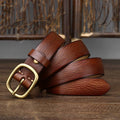 Brown women's minimalist leather belt — detail 6