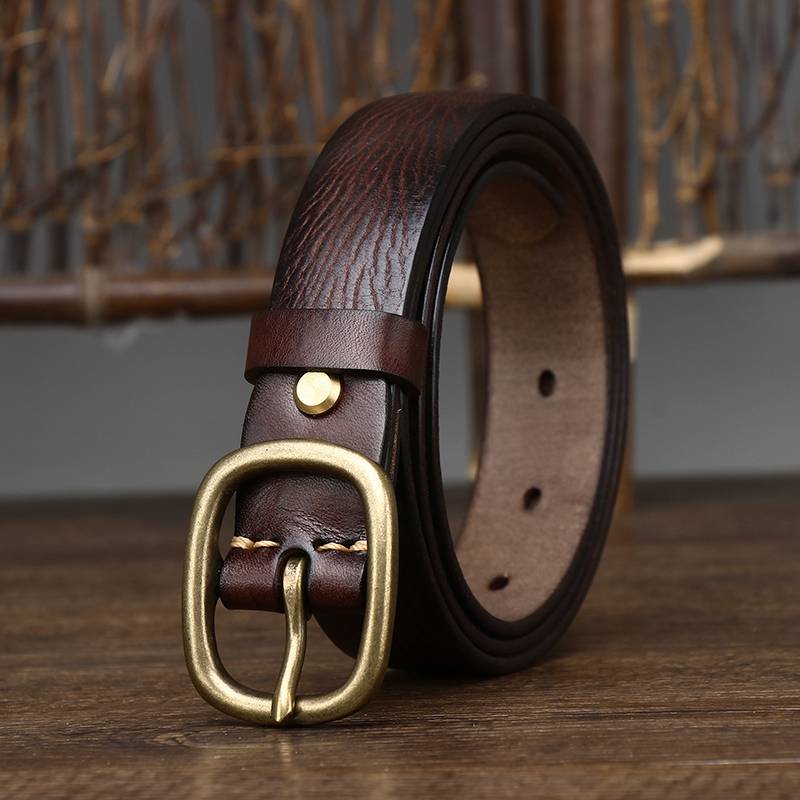 Dark brown women's minimalist leather belt