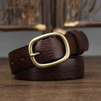 Dark brown women's minimalist leather belt detail