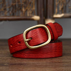Red women's minimalist leather belt detail