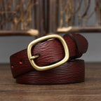 Red brown women's minimalist leather belt detail