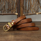 Brown women's belt, brass buckle