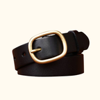 Black women's minimalist leather belt — main