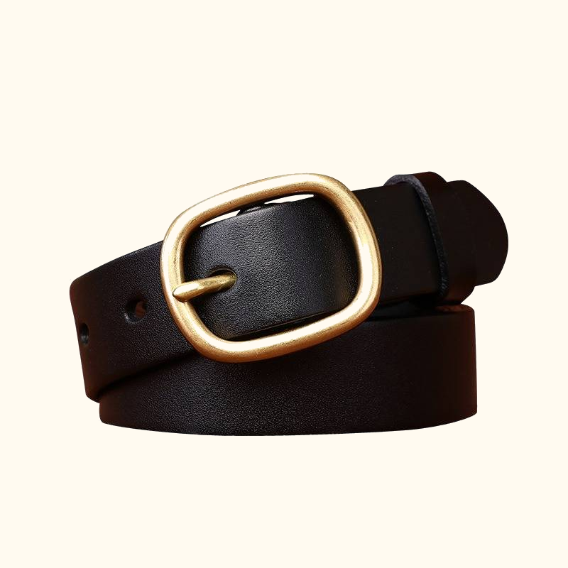 Black women's minimalist leather belt — main