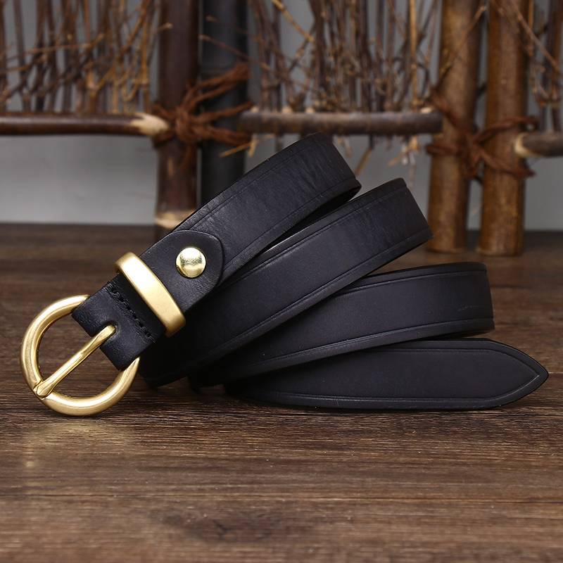 Black women's round buckle jeans belt buckle