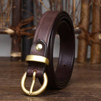 Dark brown women's round buckle jeans belt — detail 4