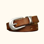Brown women's alloy buckle belt