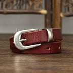 Red women's belt, side view