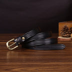 Black women's belt, brass buckle