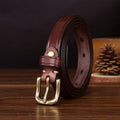 Dark brown women's belt, side view