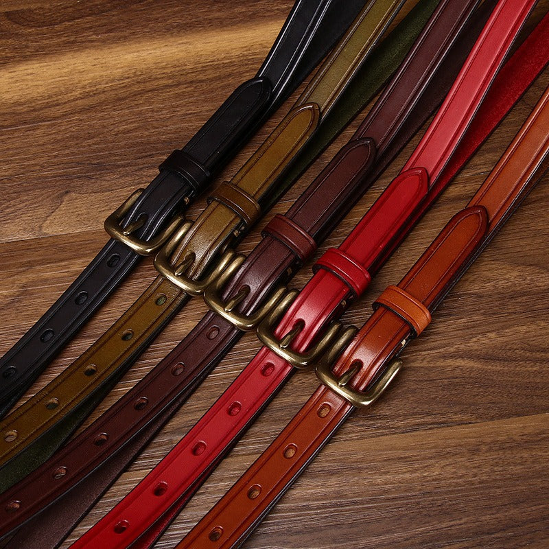 Dark brown women's belt, flat lay
