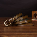 Military green women's belt, side view