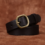 Black women's slim leather belt — detail