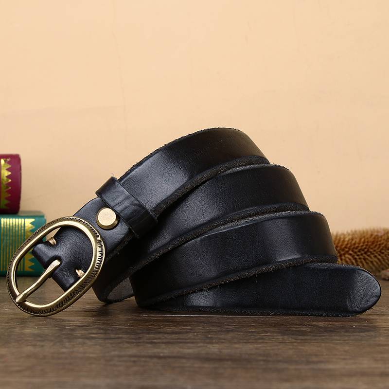 Black women's thick jeans leather belt