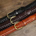Dark brown unisex braided leather belt — detail 4