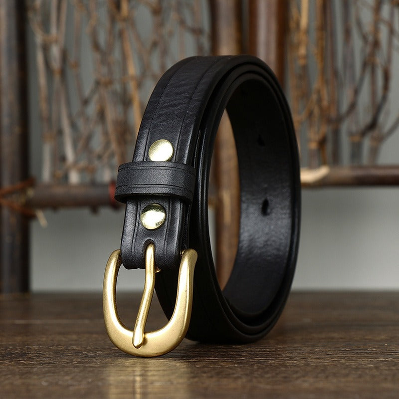 Black women's vintage fashion leather belt