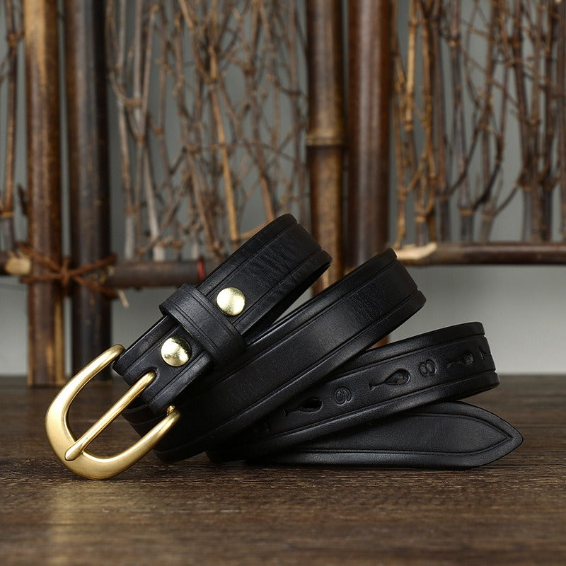 Black women's vintage fashion leather belt buckle