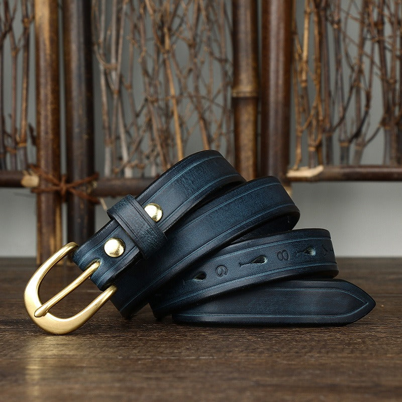Blue women's vintage fashion leather belt