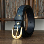 Blue women's vintage fashion leather belt detail