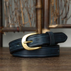 Blue women's vintage fashion leather belt buckle