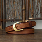 Brown women's vintage fashion leather belt — detail 5