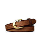 Brown women's vintage fashion leather belt — detail 7