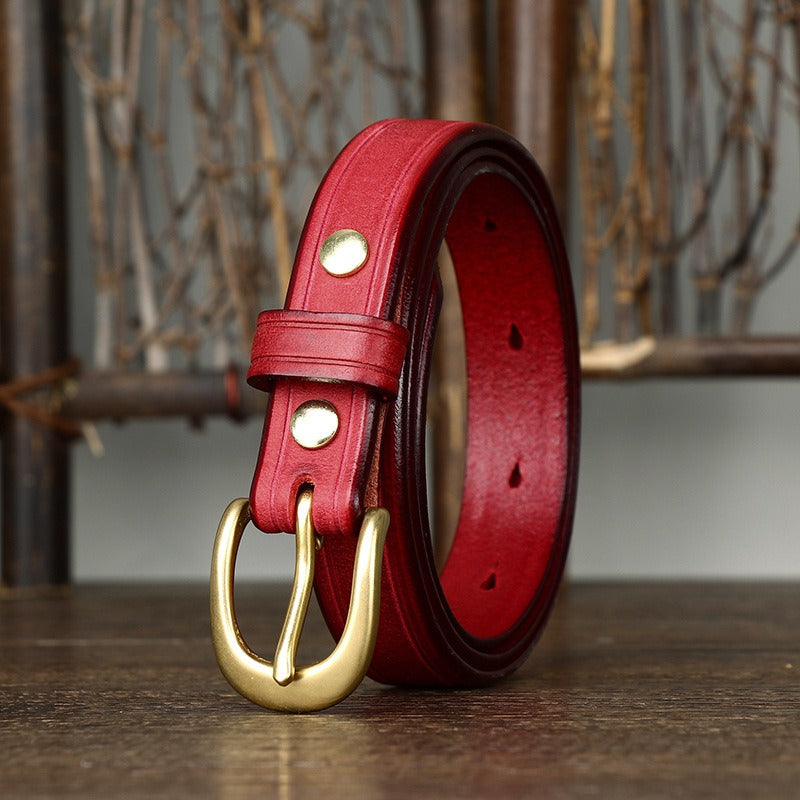 Red women's vintage fashion leather belt