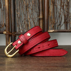 Red women's vintage fashion leather belt buckle