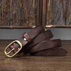 Dark brown women's pleated matte leather belt — detail 4