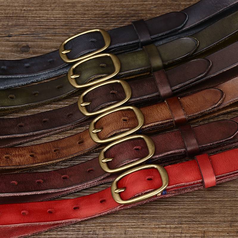 Dark brown women's pleated matte leather belt — detail 5