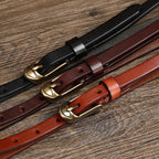 Dark brown women's slim leather belt — detail 3