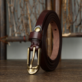 Dark brown women's slim leather belt — detail 5