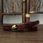 Dark brown women's slim leather belt — detail 6