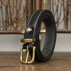 Black women's belt, brass buckle