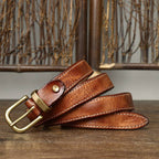 Brown women's belt, flat lay