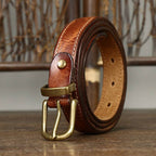 Brown women's belt, coiled view