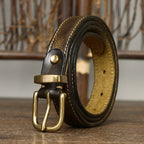 Military green women's belt, brass buckle
