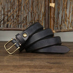 Black women's belt, brass buckle