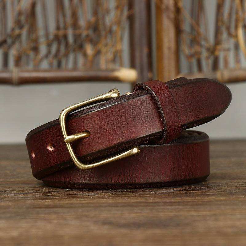 Red women's belt, side view